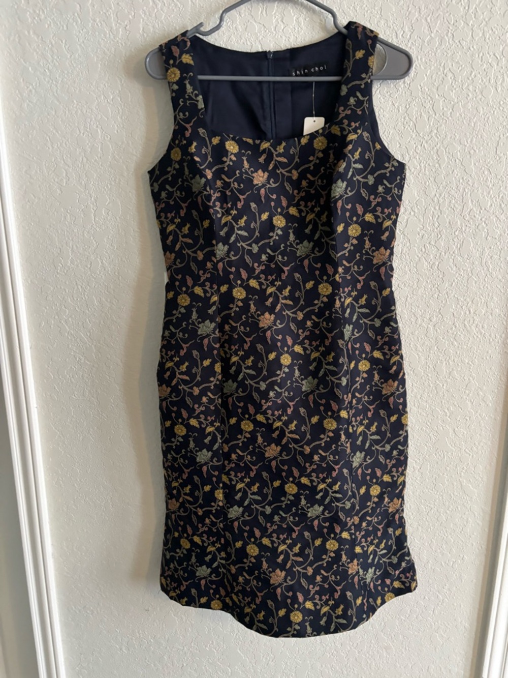 Shin Choi Black Floral Jacquard Midi Dress